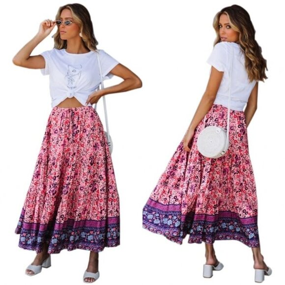 NEW Floral Boho Maxi Skirt - Picture 1 of 8